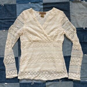 Y2K vintage lace fairy gold notations long sleeve
off-white mesh size S USA